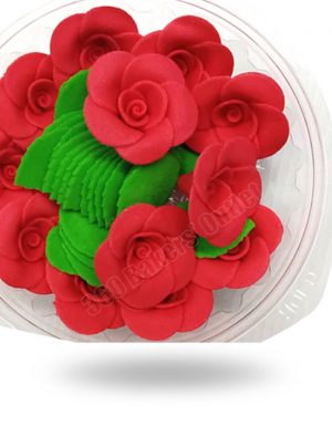 Sugar Paste Rose (M) : RED 12pcs