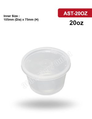 AST-20oz PP Container With Round Flat Lid