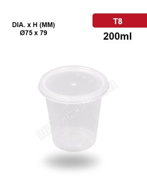 T8 Round 200ml Round Container With Lid