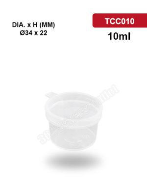 TCC010 10ml PP Sauce Cup With Hinged Lid