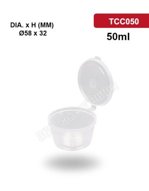 TCC050 50ml PP Sauce Cup With Hinged Lid