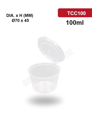 TCC100 100ml PP Sauce Cup With Hinged Lid
