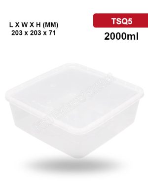 TSQ5 2000ml Square Container With Lid