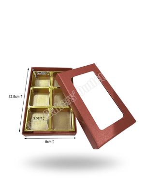Chocolate Boxes 6 Cavity (DC-6 Red Colour)