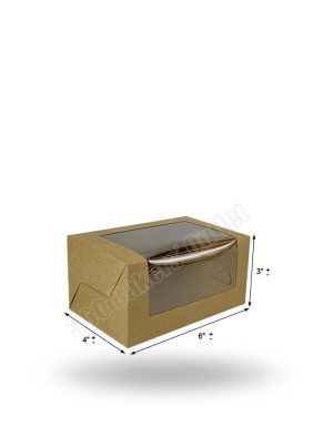 L-Shape Window Cake Box (Brown Kraf) (4"x6"x3")