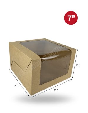 L-Shape Window Cake Box (Brown Kraf) (7"x7"x5")