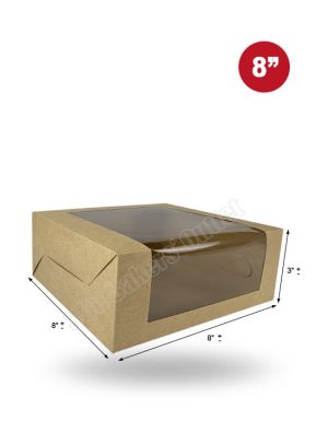 L-Shape Window Cake Box (Brown Kraf) (8"x8"x3")