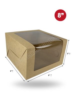 L-Shape Window Cake Box (Brown Kraf) (8"x8"x5")