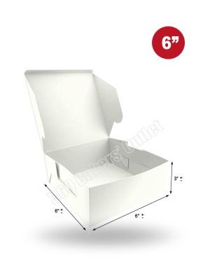 Premium White Cake Box (6″x6″x3″)
